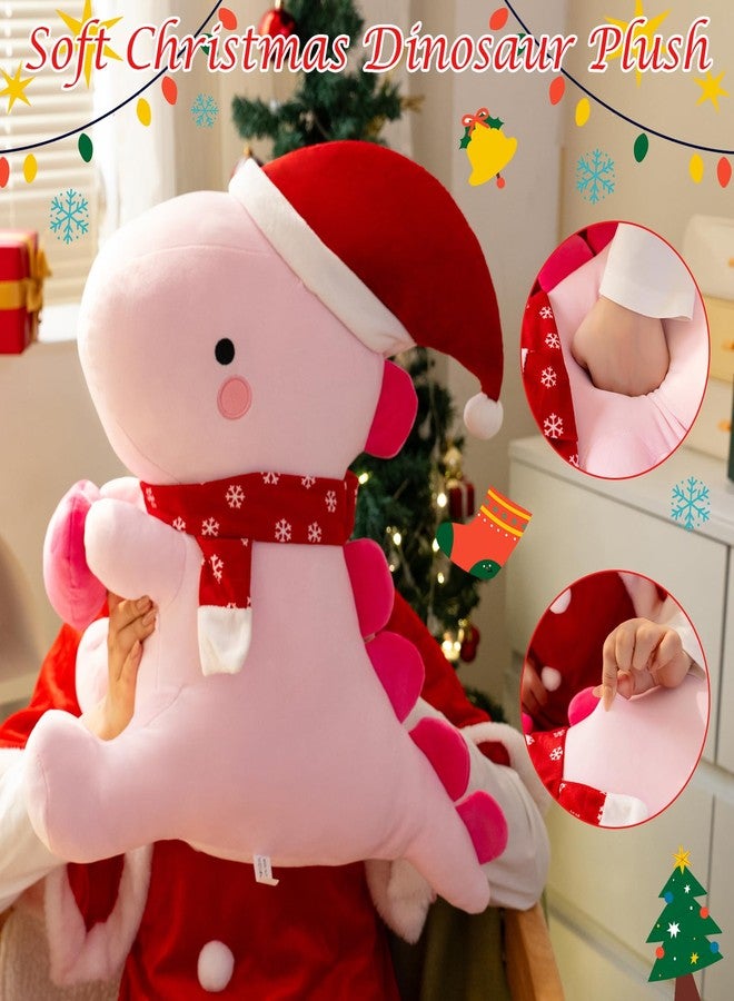 SQEQE وسادة ديناصور قطيفة من SQEQE، ديناصور محشو لطيف ومحبوب مع قلب، هدية عيد الميلاد من ألعاب الحيوانات المحشوة القطيفة للبنات والأطفال (وردي، 12 بوصة) - Image 5